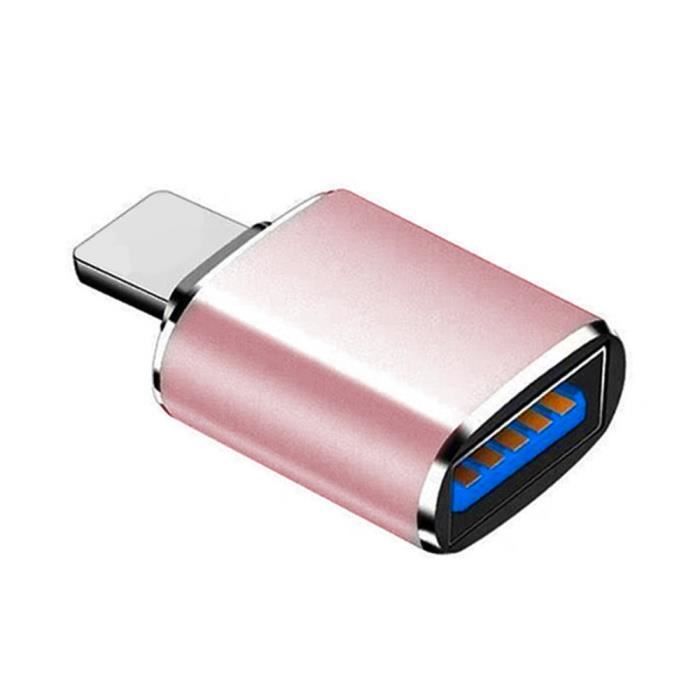 Câble téléphone,Adaptateur USB femelle pour Lightning USB Type C,convertisseur de données,clé USB,disque U OTG- for iPhone pink