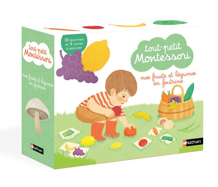 Coffret mes fruits et légumes en feutrine. Avec 1 livret de présentation, 18 feutrines et 9 cartes à associer