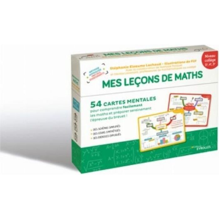 Coffret de cartes mentales - Mes Leçons De Maths - 54 cartes - Niveau collège - Préparation brevet