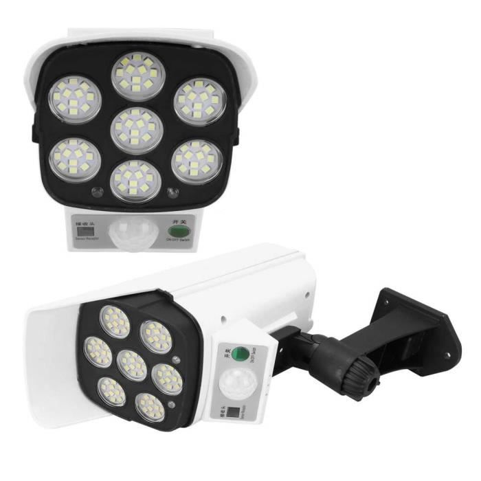 Fdit lampe solaire Applique murale solaire à LED Lampe à induction de caméra simulée à télécommande Garden Street Light White