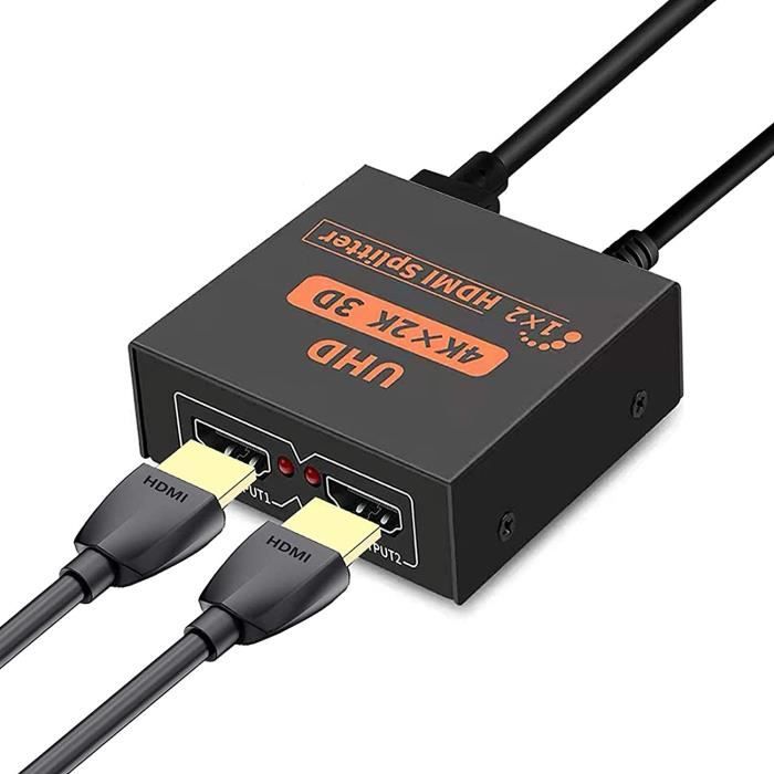 Ototon® Splitter HDMI 1 Entrée 2 Sortie Soutien 3D 4K 1080P Répartiteur HDMI Dupliquer-Écran Miroir pour PS3-4 X-Box Blu-Ray HDTV
