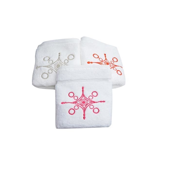 Serviette en coton avec motif brodé grand modèle