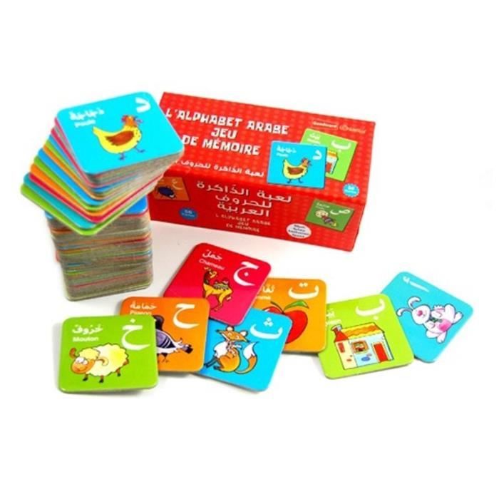 Eveil Montessori - L'alphabet arabe : jeu de mémoire des lettres arabes (56 cartes) - Jeux Educatifs - Jeu de mémoire - Dès 3 ans