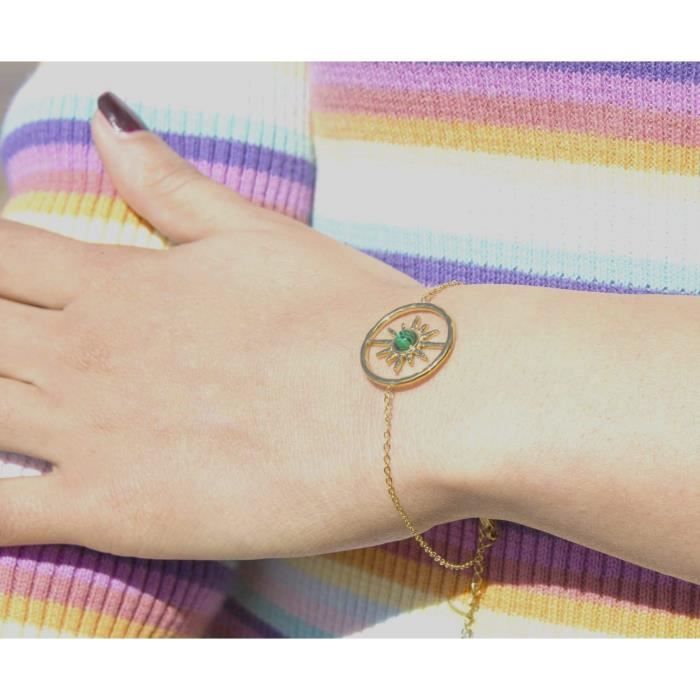 Bracelet chaine - Doré & Vert