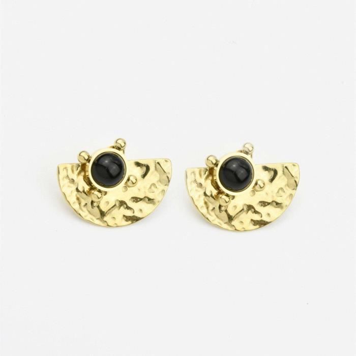 Boucles d'oreilles Creole Pendante - Doré & Noir