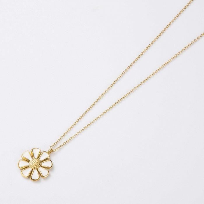 Collier court margueritte - Doré & Blanc