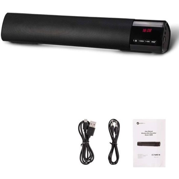 Barre de Son Haut-Parleur,Enceinte Bluetooth,Support Carte de TF, Radio FM, AUX-in pour Téléphones PC Portable TV Tablette
