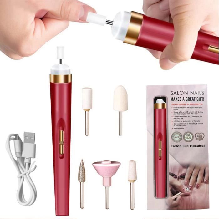 Ponceuse à ongles électrique Machine de manucure avec stylo d39art léger pour enlever le Gel expédition rapide en 24h red