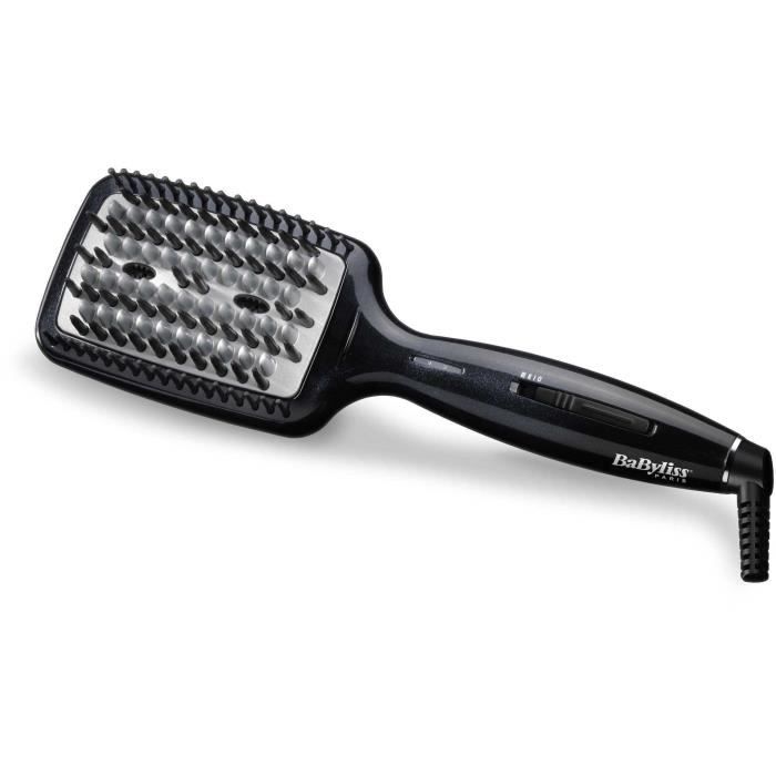 Brosse Chauffante Babyliss HSB101E - Brosse Chauffante Lissante - Céramique - 3 Températures - Pivot - Noir