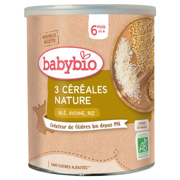 Babybio - 3 Céréales Nature - Bio - 220g - Dès 6 mois