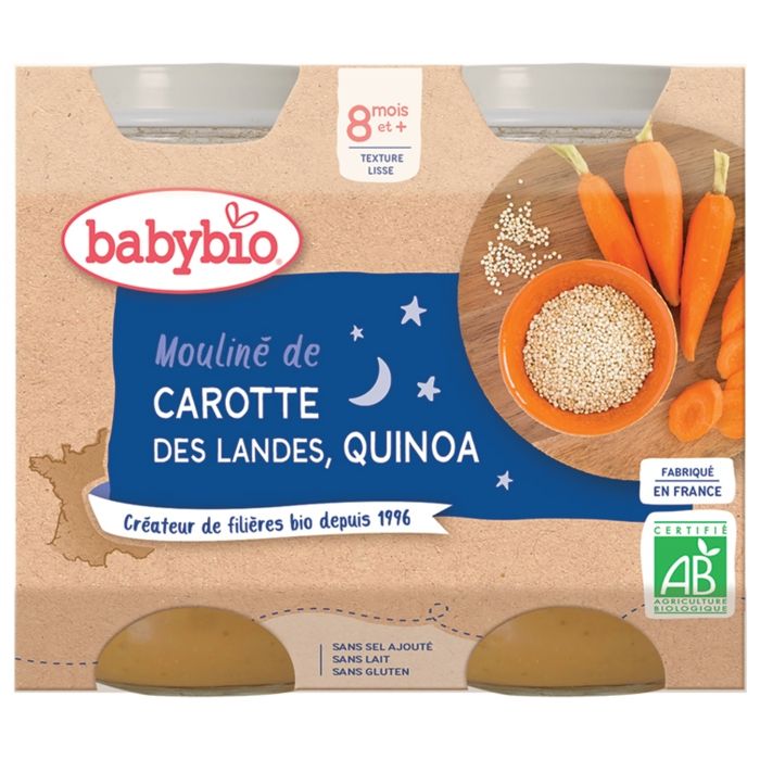 Babybio - Petit Pot Bébé Bonne Nuit Légumes Quinoa - Bio - 2x200g - Dès 8 mois