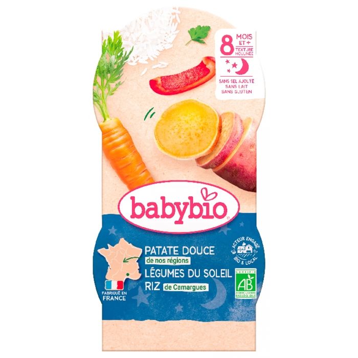 Babybio - Bol Bonne Nuit Patate douce Légumes - Bio - 2x200g - Dès 8 mois
