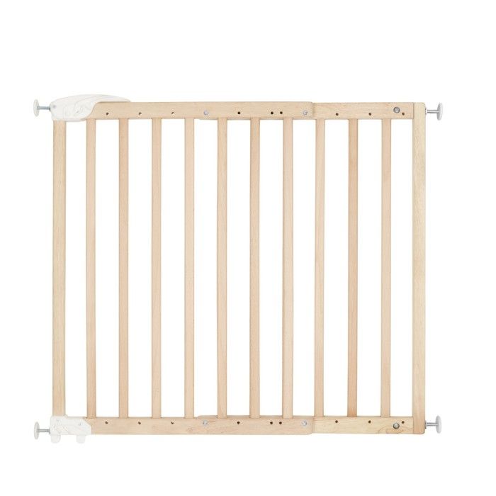 Badabulle Barrière de Sécurité Deco Pop - Barrière Extensible pour Ouverture de 63 à 106cm - Fixation Vis, Bois Naturel