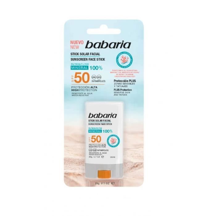Babaria Stick Solar Facial Spf 50, protección solar para zonas sensibles.
