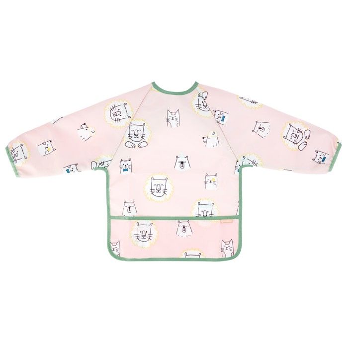 Badabulle Bavoir manche longues, Imperméable, Ajustable, 4 mois à 3 ans, Rose