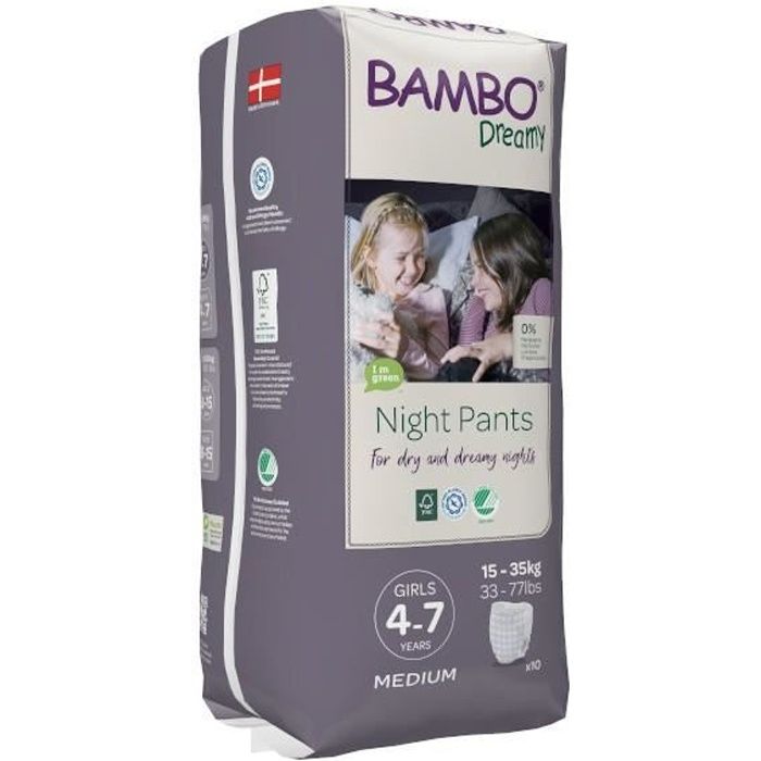 Bambo Nature Dreamy Couche de Nuit 15-35 kg Girl 10 unités