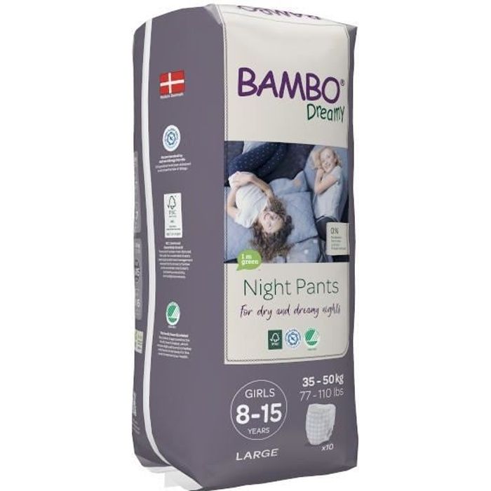 Bambo Nature Dreamy Couche de Nuit 35-50 kg Girl 10 unités