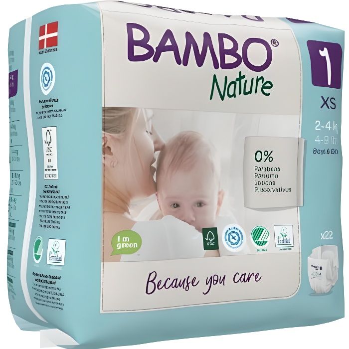 Bambo Nature Couche Taille 1 2-4kg 22 unités
