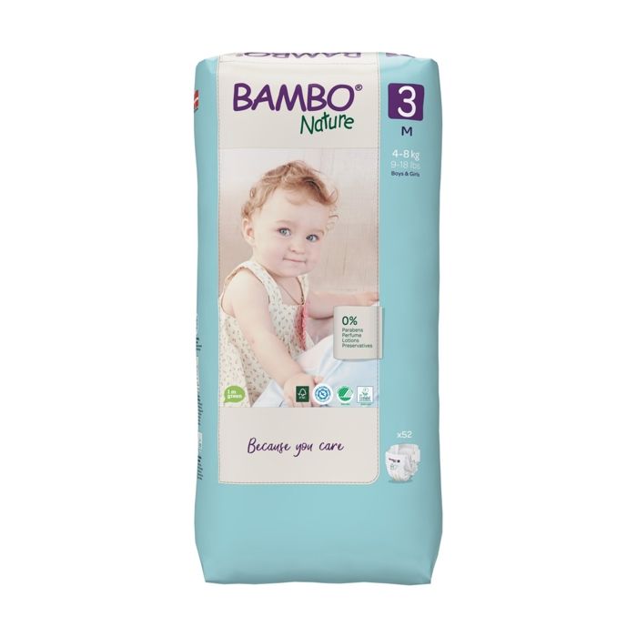 Bambo Nature Couche Taille 3 4-8kg Tall Pack 52 unités