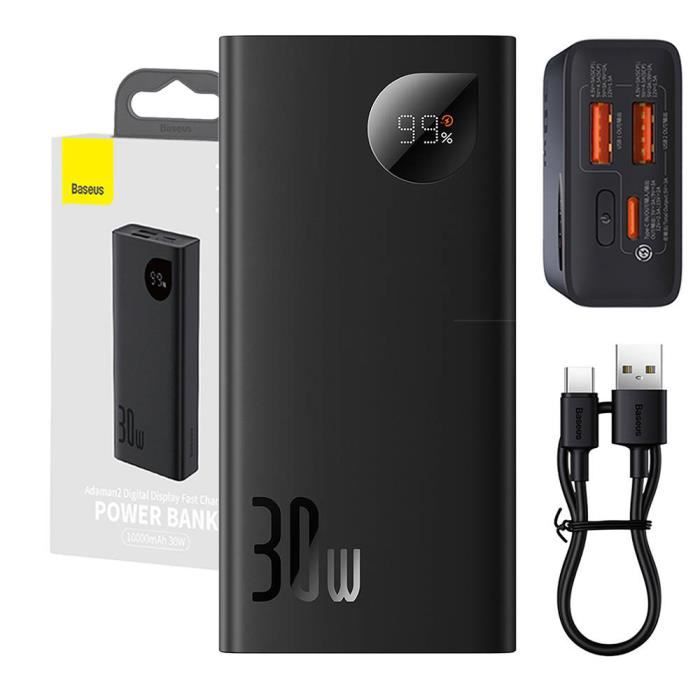 Batterie Externe Power Bank 10000mAh BASEUS Recharge rapide 30W PD & QC 3.0 Écran LCD USB et Type-C