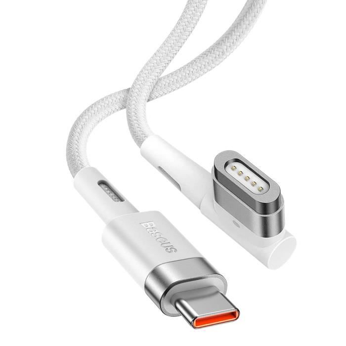 Câble USB-C vers MagSafe 2 Macbook coudé Puissance 60W 2m Baseus Blanc