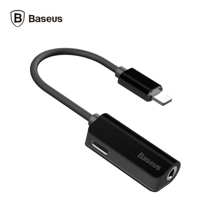 Adaptateur Audio Lightning 2en1, Baseus [CALL32-01] [Lightning Femelle + Jack 3.5mm vers Lightning Mâle 1.5A Max] Adaptateur Audio