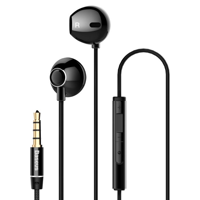 Baseus Écouteurs intra-auriculaires stéréo 6D avec contrôle filaire écouteurs sonores basses