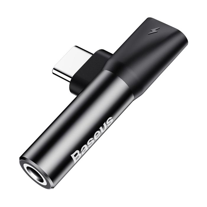 Adaptateur Audio - BASEUS - Type C 2 en 1 - Charge et Écoute - Compatible Galaxy S9+ - Noir