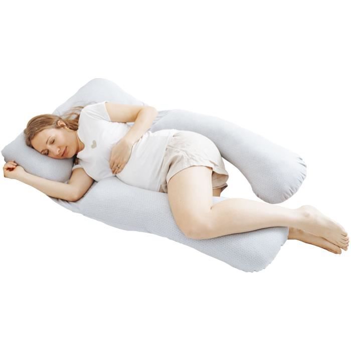 Coussin de grossesse et d'allaitement BABYMOOV en Coton Bio B.LOVE XXL Gris - Certifié Oeko-Tex - Made in Europe