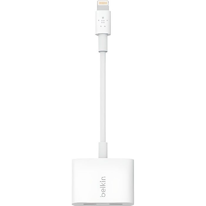 Câble de recharge audio - BELKIN - Adaptateur Lightning/Lightning - 11,5 cm - Blanc - Recharge audio