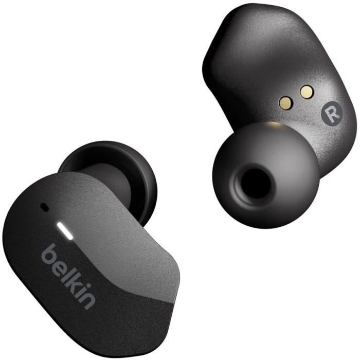 BELKIN SOUNDFORM™ - Écouteurs sans fil Bluetooth True Wireless - IPX5 - 3 tailles d'embouts - 5h autonomie - Noir