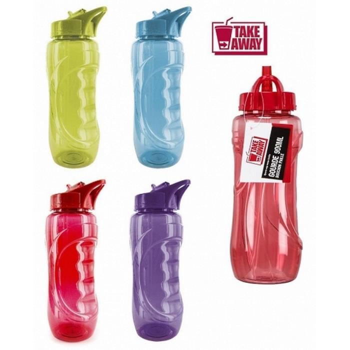 1 GOURDE DE SPORT 900 ML PAILLE INTEGREE COLOREE