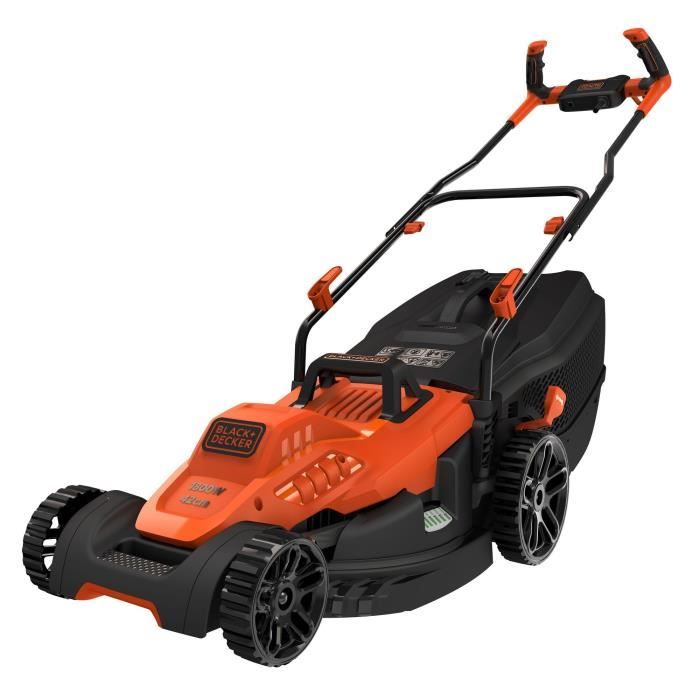 BLACK+DECKER Tondeuse à Gazon Electrique Filaire 1800W BEMW481BH-QS 6 Hauteurs Réglables 20, 30, 40, 50, 60 et 70 mm