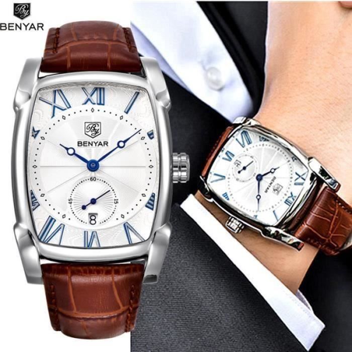 MONTRE BRACELET BENYAR Montres Hommes Top Luxe Étanche Quartz Hommes Montres Casual Bracelet En Cuir Montre