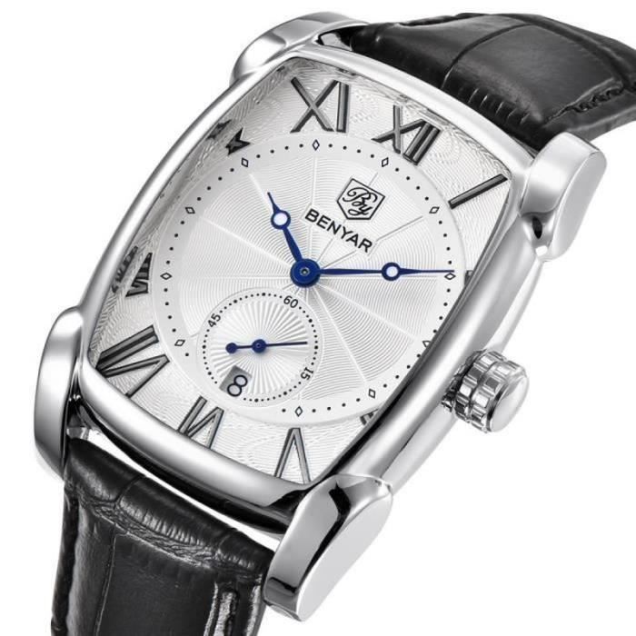 MONTRE BRACELET Montre de luxe hommes avec bracelet en cuir véritable homme classique date automatique montres hommes d'affaires
