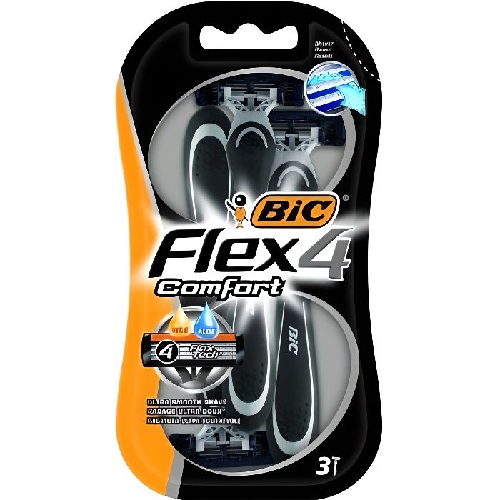 BIC Flex 4 Comfort Rasoirs Jetables 4 Lames 3 unités