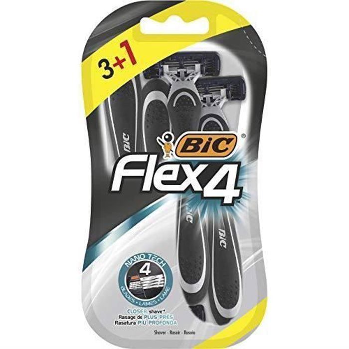 Bic Comfort 4 Quadruple Lame pour rasoirs jetables Blister de 3 + 1 gratuit