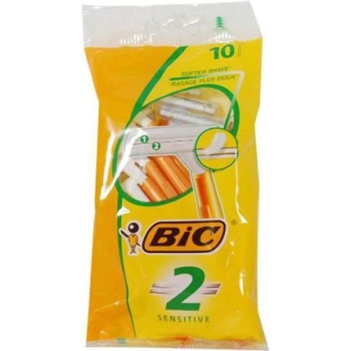 BIC 2 Sensitive Rasoirs Jetables 2 Lames 10 unités