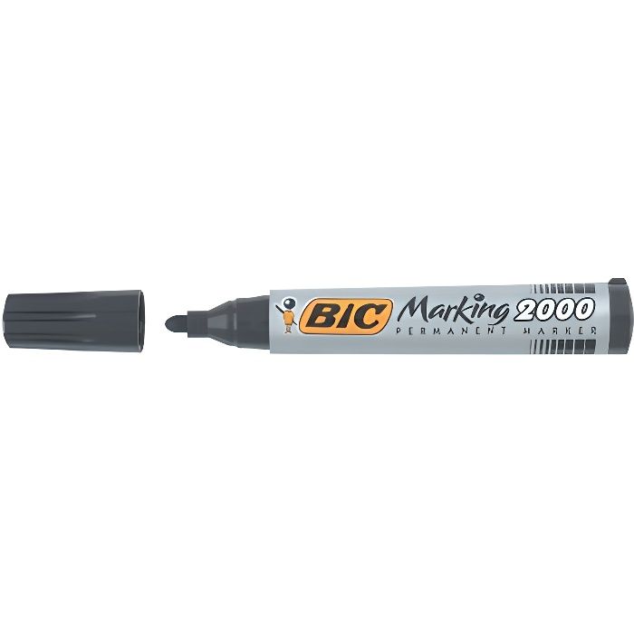 Marqueur permanent - BIC - Pointe ogive - Noir - Indélébile - Encre à base d'alcool