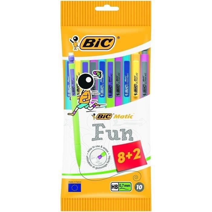 BIC® - Porte-mines 0,7 HB BIC® Matic® Fun - Format spécial 8 + 2 gratuits