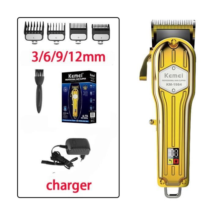 Km-1984 Kemei – tondeuse électrique professionnelle en métal pour hommes, appareil pour couper les cheveux, d
