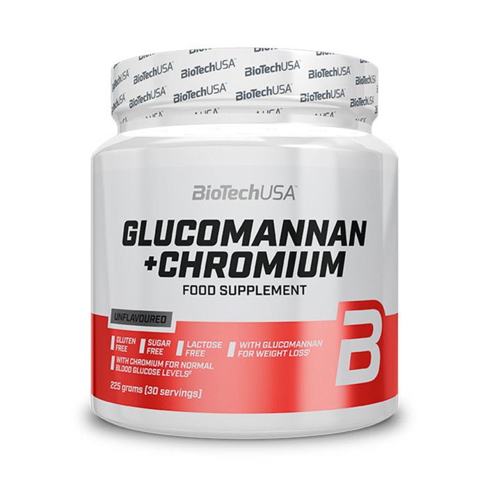 Réducteur d'appétit BioTech USA - Glucomannan + Chromium - Saveur neutre 225g