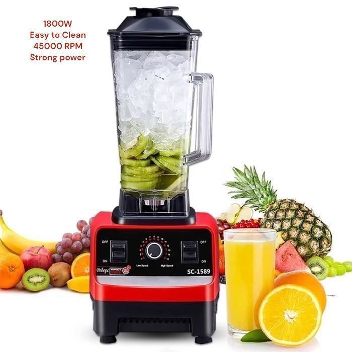 Blender Mixeur Mélangeur Multifonction 3 En 1 Smoothie Maker 2L - Électrique Blender Mixer 4500W - 6 Lames