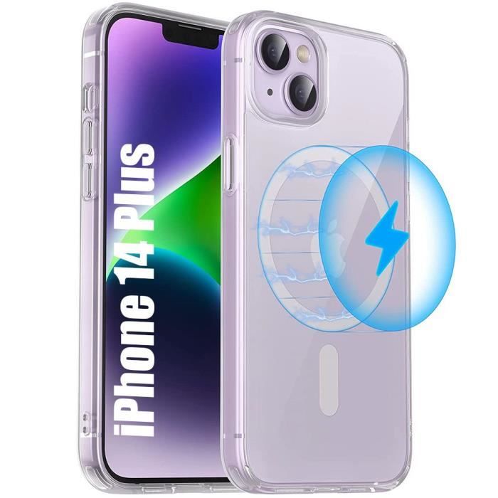 Coque Silicone pour iPhone 14 Plus (6,7") Anneau Magnétique Protection Transparente