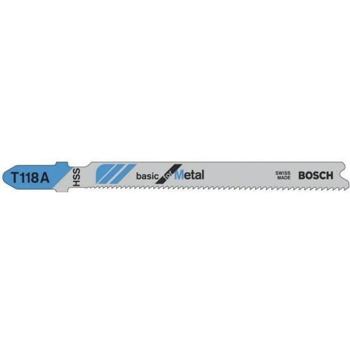 5 lames de scie sauteuse 92mm pour le métal T118A - BOSCH - 2608631013