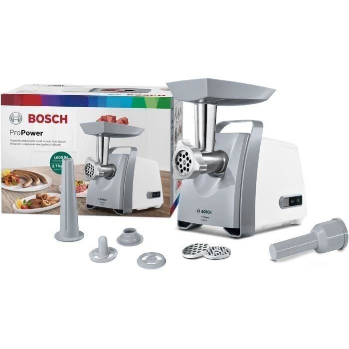 Hachoir à viande - BOSCH MFW45 - 500W-1600W - 2,7 kg/mn - 2 grilles de hachoir - adaptateur saucisses