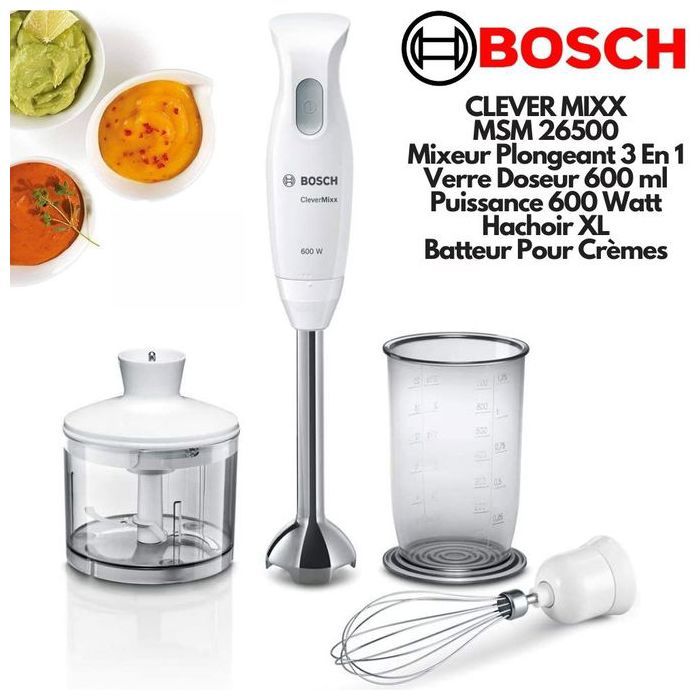 Bosch msm26500 clevermixx mixeur de Main avec accessoires, 600 W, Blanc