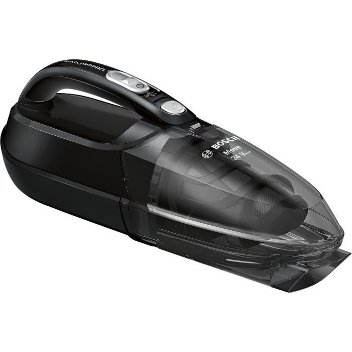 BOSCH BHN24L Aspirateur de table Move - 24V - Autonomie 45 min - 2 vitesses - 400ml - Triple filtration cyclonique-poussière - Noir