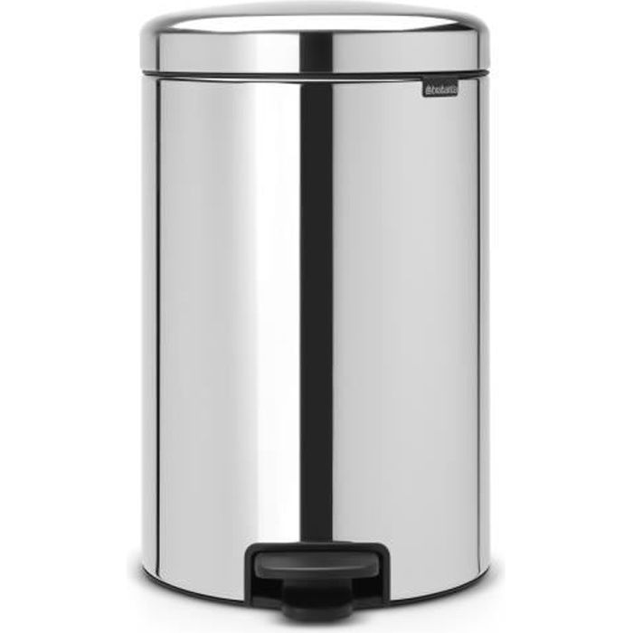 BRABANTIA Poubelle à pédale New Icon 20 L gris brillant