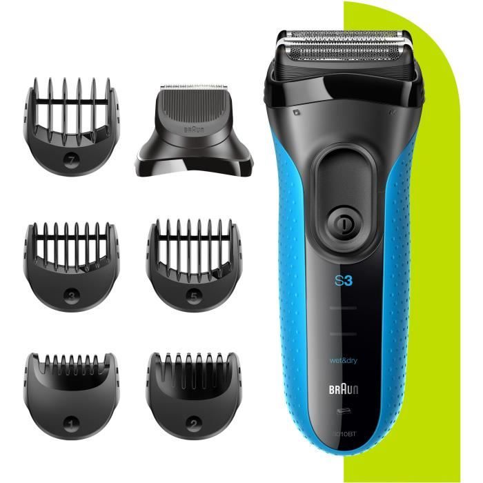 Braun Series 3 Shave&Style 3010BT Rasoir Électrique Barbe Homme, Technologie Wet & Dry, Noir/Bleu
